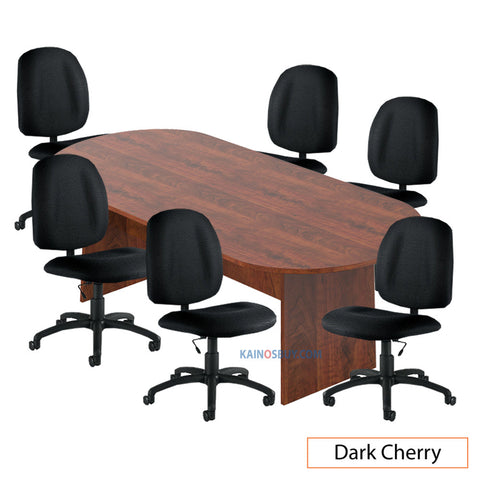 8ft. Racetrack Conference Table with<br>6 Chairs(G11650B) - Kainosbuy.com
