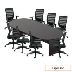 10ft. Racetrack Conference Table with<br>8 Chairs (G11920B) - Kainosbuy.com