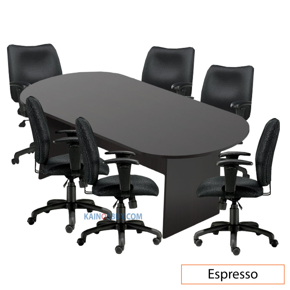 8ft. Racetrack Conference Table with<br>6 Chairs (G11612B) - Kainosbuy.com