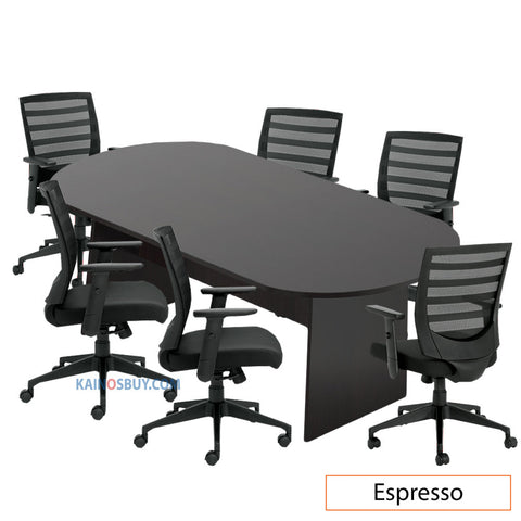 8ft. Racetrack Conference Table with<br>6 Chairs (G11921B) - Kainosbuy.com