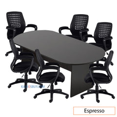 8ft. Racetrack Conference Table with<br>6 Chairs (G11750B) - Kainosbuy.com