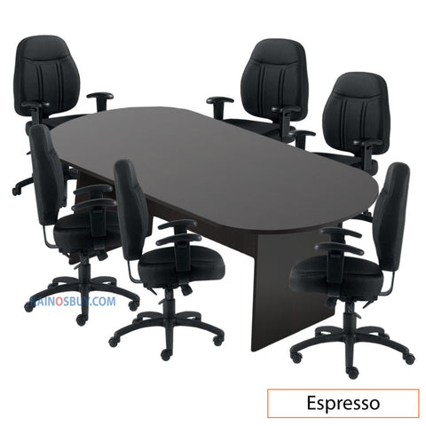 8ft. Racetrack Conference Table with<br>6 Chairs (G11651B) - Kainosbuy.com