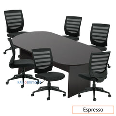 8ft. Racetrack Conference Table with<br>6 Chairs(G11922B) - Kainosbuy.com