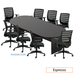 10ft. Racetrack Conference Table with<br>8 Chairs (G11921B) - Kainosbuy.com