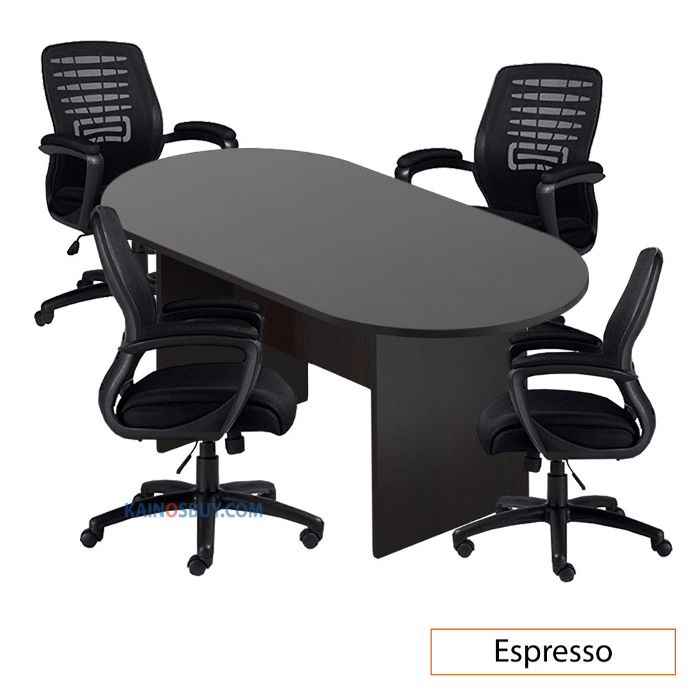 6ft. Racetrack Conference Table with<br>4 Chairs (G11750B) - Kainosbuy.com