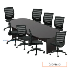 10ft. Racetrack Conference Table with<br>8 Chairs (G11922B) - Kainosbuy.com