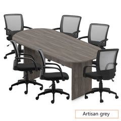 8ft. Racetrack Conference Table with<br>6 Chairs(G10900B) - Kainosbuy.com