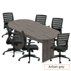 8ft. Racetrack Conference Table with<br>6 Chairs (G11921B) - Kainosbuy.com