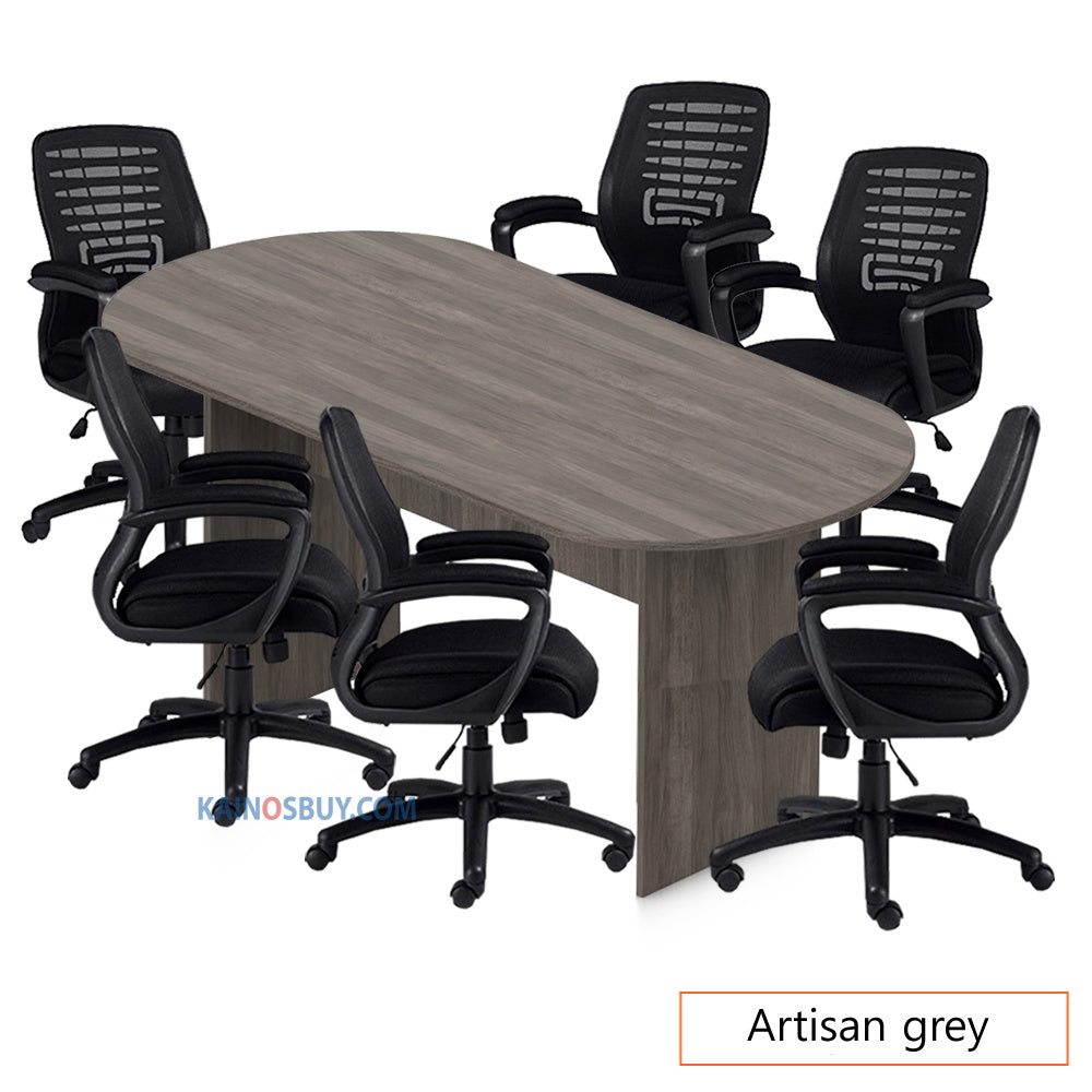 8ft. Racetrack Conference Table with<br>6 Chairs (G11750B) - Kainosbuy.com