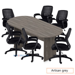 8ft. Racetrack Conference Table with<br>6 Chairs (G11750B) - Kainosbuy.com