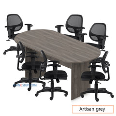8ft. Racetrack Conference Table with<br>6 Chairs (G11647B) - Kainosbuy.com