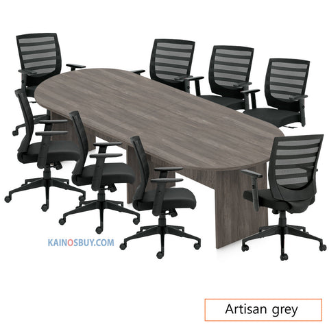 10ft. Racetrack Conference Table with<br>8 Chairs (G11921B) - Kainosbuy.com