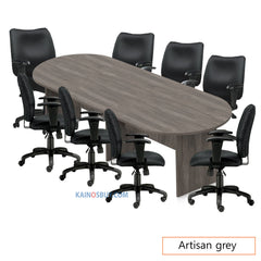 10ft. Racetrack Conference Table with<br>8 Chairs (G11612B) - Kainosbuy.com