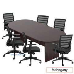 8ft. Racetrack Conference Table with<br>6 Chairs (G11921B) - Kainosbuy.com