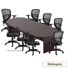 10ft. Racetrack Conference Table with<br>8 Chairs (G11320B) - Kainosbuy.com