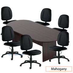 8ft. Racetrack Conference Table with<br>6 Chairs(G11650B) - Kainosbuy.com