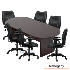8ft. Racetrack Conference Table with<br>6 Chairs (G11612B) - Kainosbuy.com