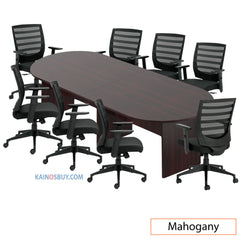 10ft. Racetrack Conference Table with<br>8 Chairs (G11921B) - Kainosbuy.com