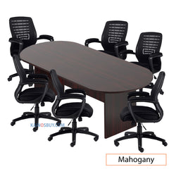8ft. Racetrack Conference Table with<br>6 Chairs (G11750B) - Kainosbuy.com