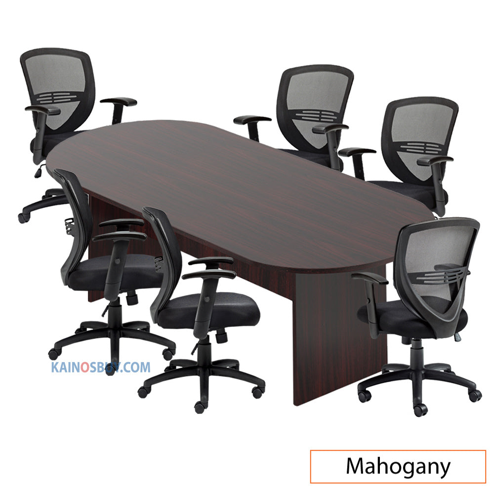 8ft. Racetrack Conference Table with<br>6 Chairs (G11320B) - Kainosbuy.com