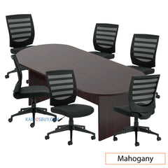 8ft. Racetrack Conference Table with<br>6 Chairs(G11922B) - Kainosbuy.com