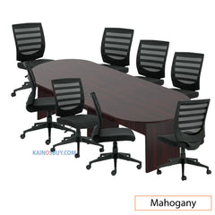 10ft. Racetrack Conference Table with<br>8 Chairs (G11922B) - Kainosbuy.com