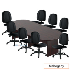 10ft. Racetrack Conference Table with<br>8 Chairs (G11650B) - Kainosbuy.com