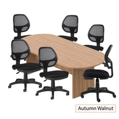 8ft. Racetrack Conference Table with<br>6 Chairs(G11642B) - Kainosbuy.com