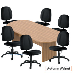 8ft. Racetrack Conference Table with<br>6 Chairs(G11650B) - Kainosbuy.com