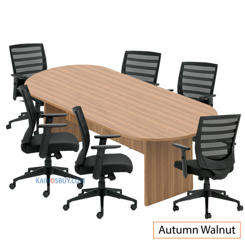 8ft. Racetrack Conference Table with<br>6 Chairs (G11921B) - Kainosbuy.com