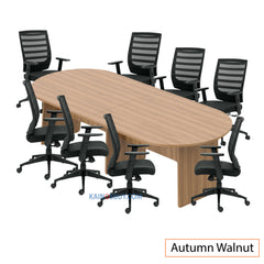 10ft. Racetrack Conference Table with<br>8 Chairs (G11920B) - Kainosbuy.com