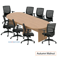 10ft. Racetrack Conference Table with<br>8 Chairs (G11921B) - Kainosbuy.com