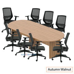 10ft. Racetrack Conference Table with<br>8 Chairs (G12112B) - Kainosbuy.com