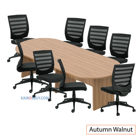 10ft. Racetrack Conference Table with<br>8 Chairs (G11922B) - Kainosbuy.com