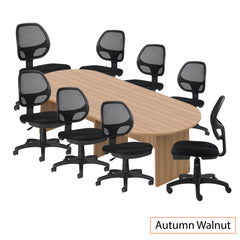10ft. Racetrack Conference Table with<br>8 Chairs (G11642B) - Kainosbuy.com